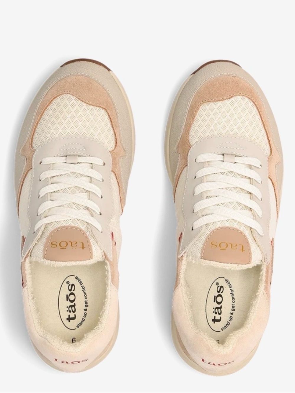 Taos Footwear Women’s Cream & Blush Lace-Up Sneakers